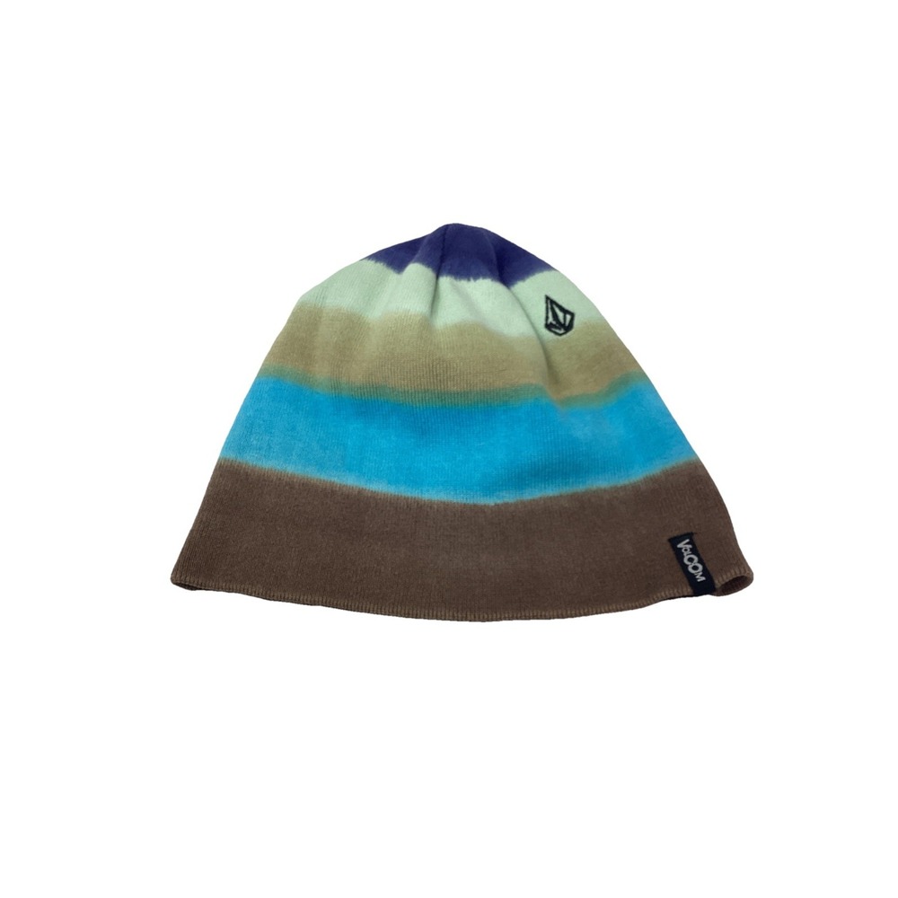 Volcom Diamonds Logos Beanie Hat Blue Striped GENUINE tagged Skate Ski Surf Snow